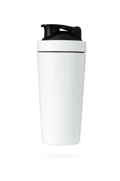 FLEXCRUS Elite Matte White Shaker[700ml] – Stainless Steel, Leak-Proof, Sleek Design